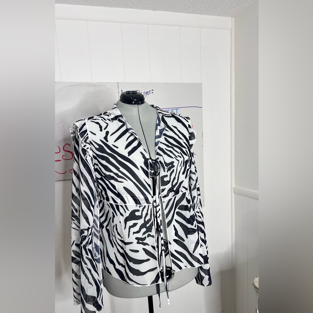 Fashion Nova Zebra Print Sheer Blouse - Picture 5 of 10
